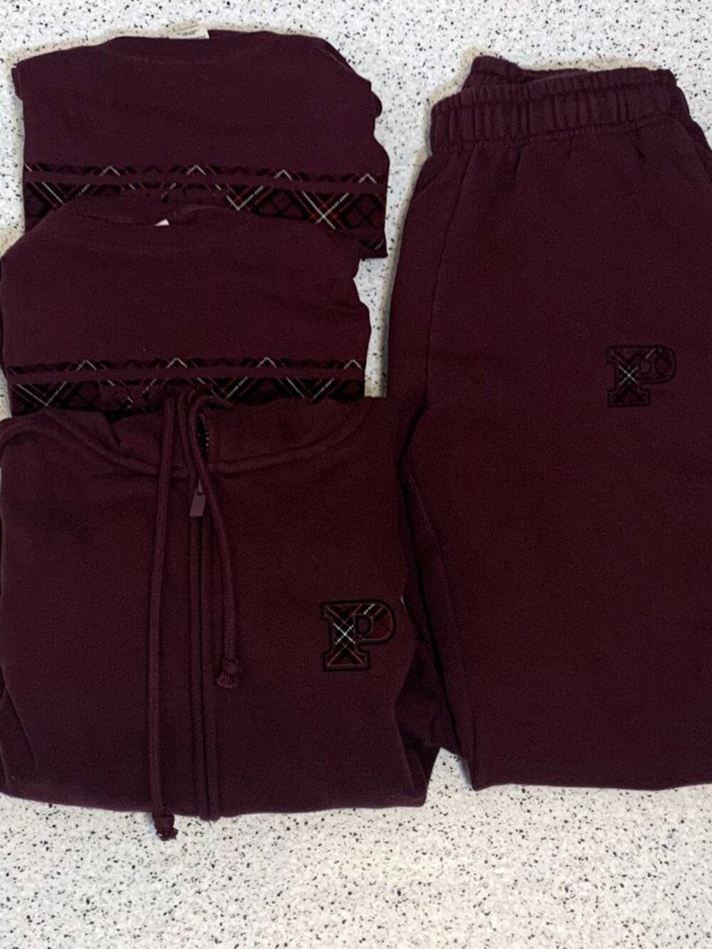 Victoria's Secret PINK Straight-Leg Sweatpants Full -Zip Hoodie 2X Campus Tee